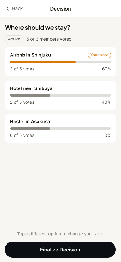 Voting screen
